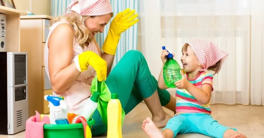 quick cleaning routine for moms