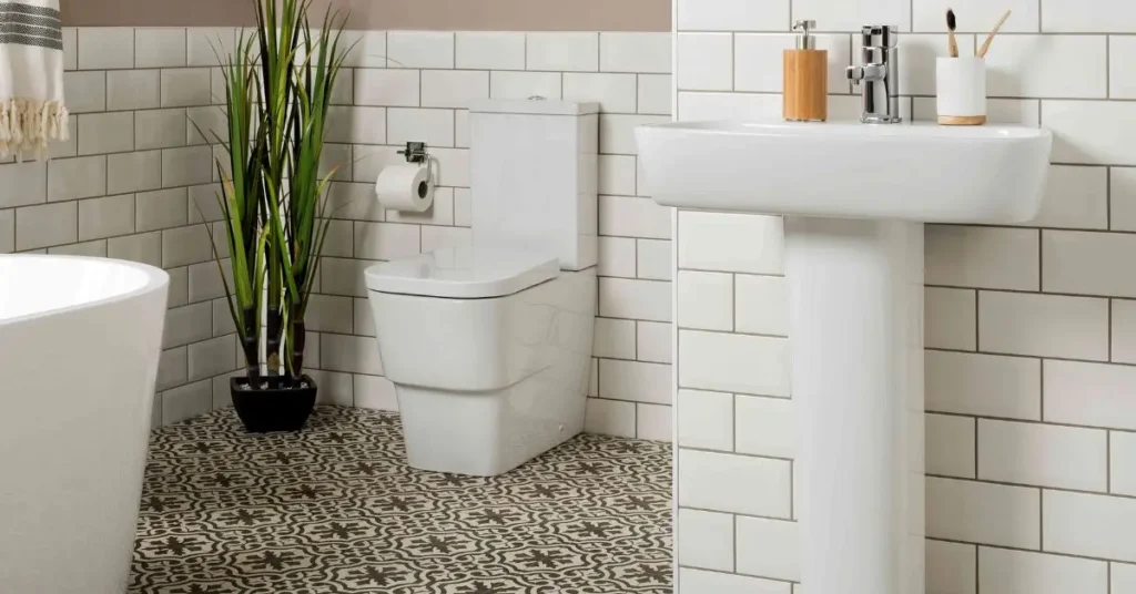 add bathroom storage with pedestal sink