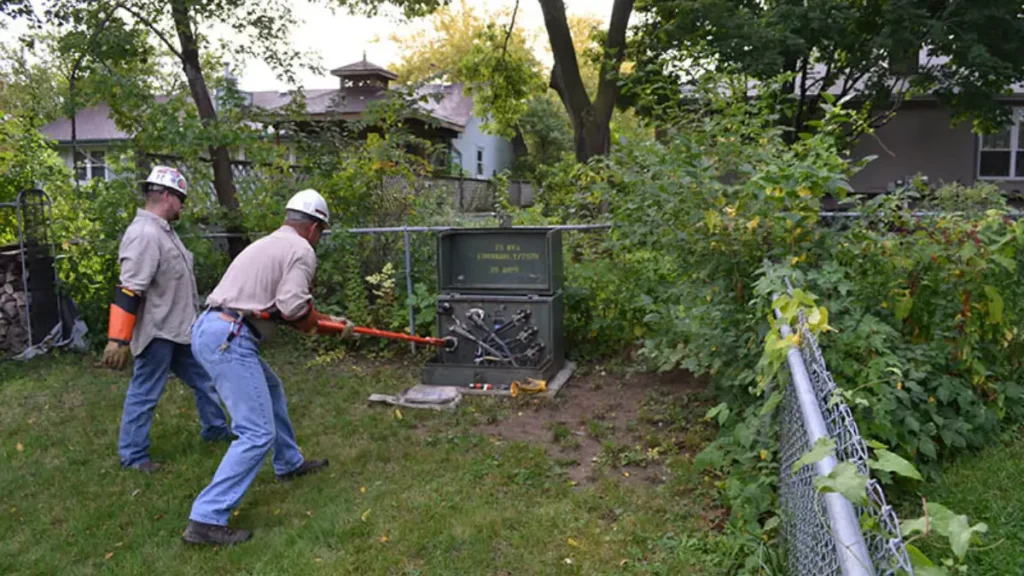 Yard work around power line danger