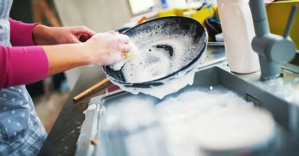never wash dishes with cold water