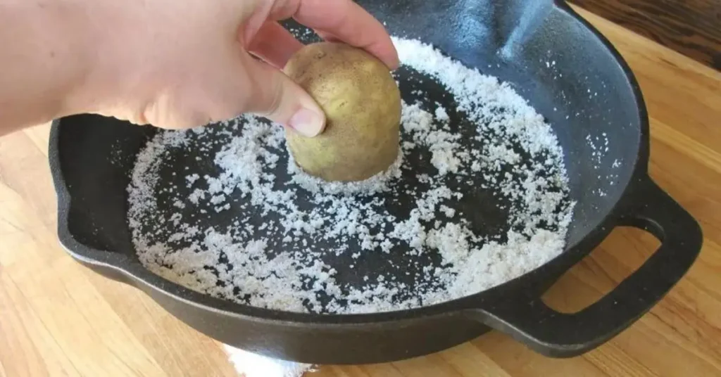 use salt to clean cast iron