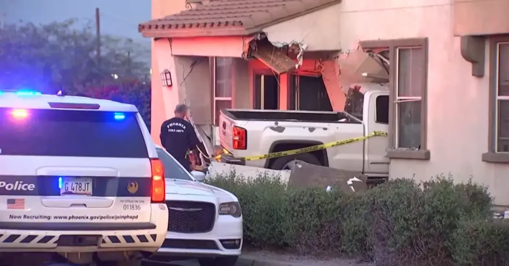Vehicles Crash Into Phoenix Homes
