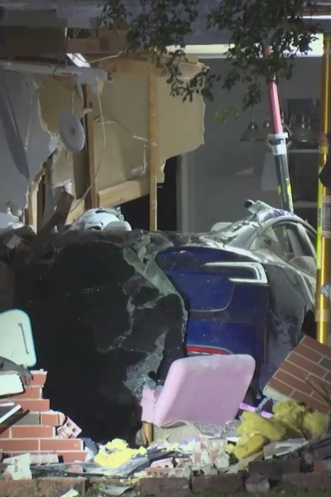 Tesla Crashes Into Katy Home