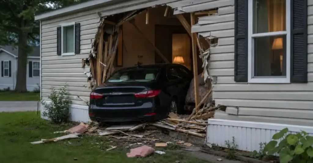 Car Plows Through Burton Mobile Home