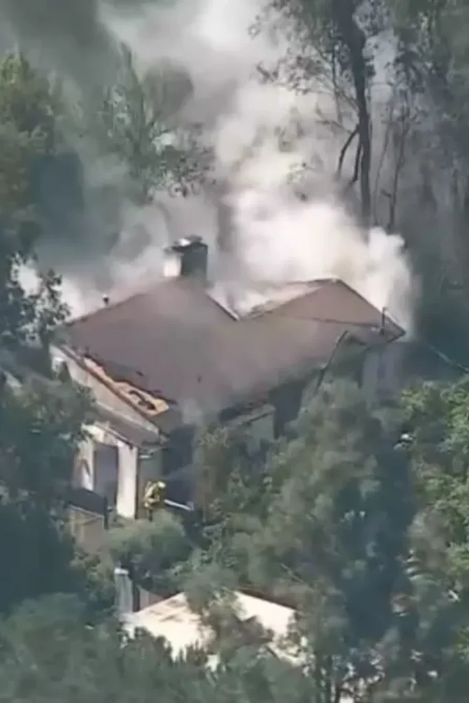 Hollywood Hills House Caught Fire