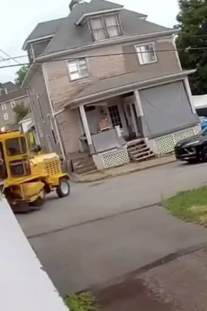 Street Sweeper Slammed Into a House